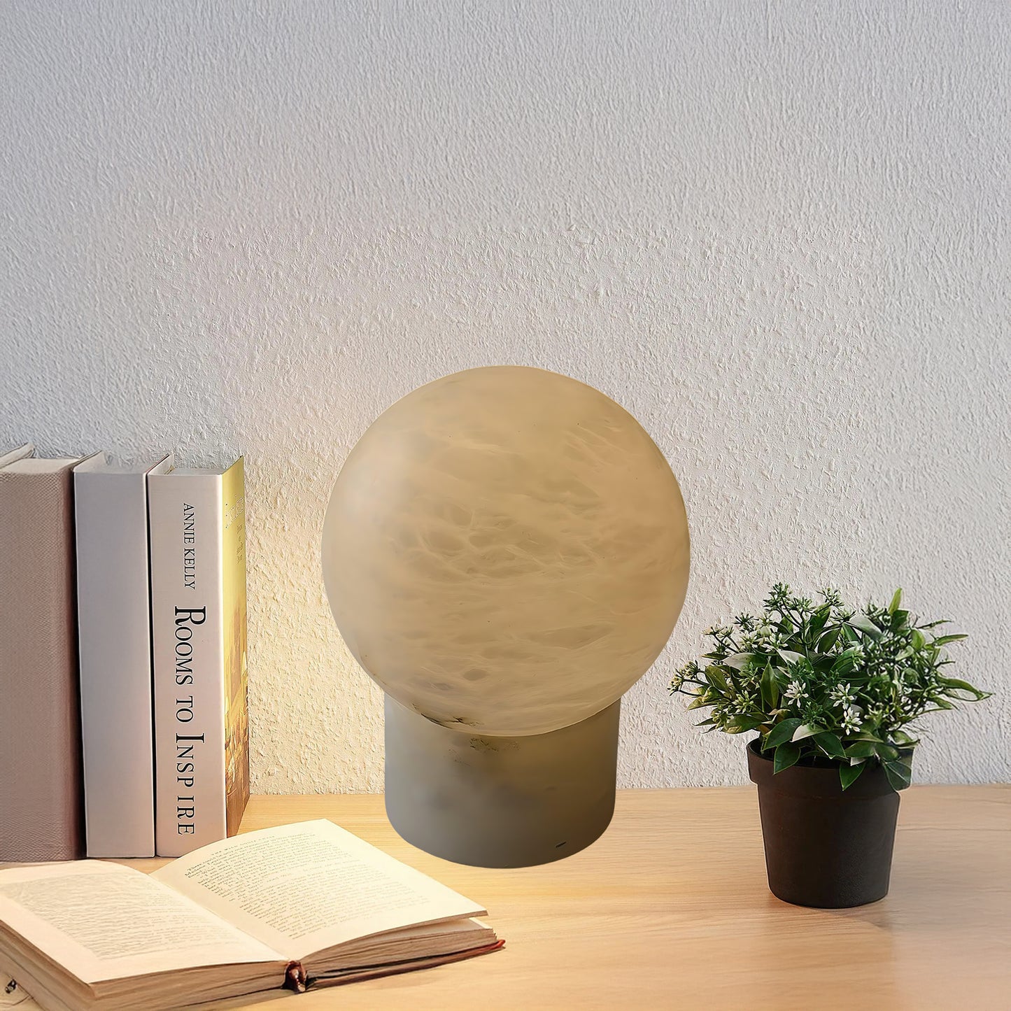 Marble Ball Eclectic Metal Table Lamp