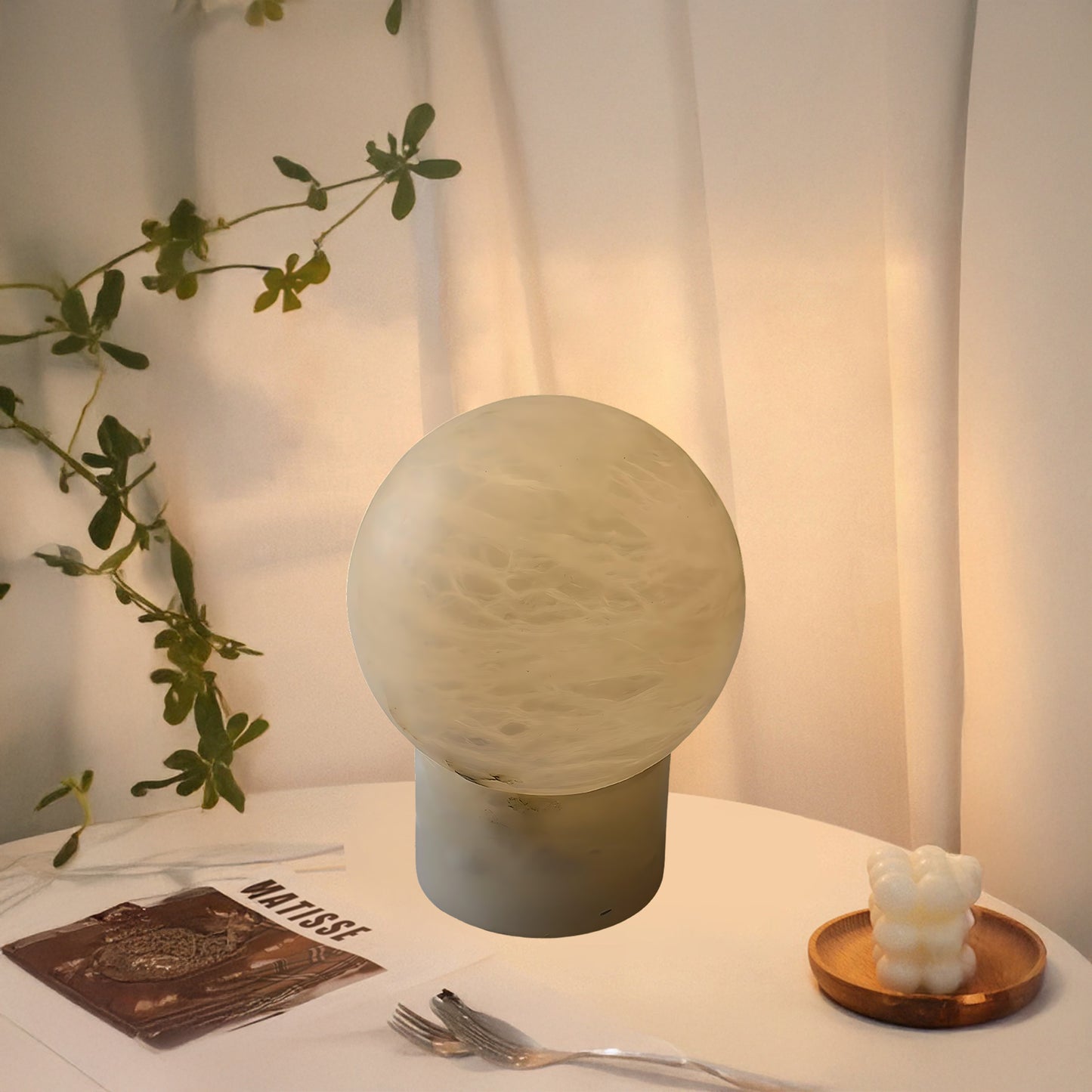 Marble Ball Eclectic Metal Table Lamp