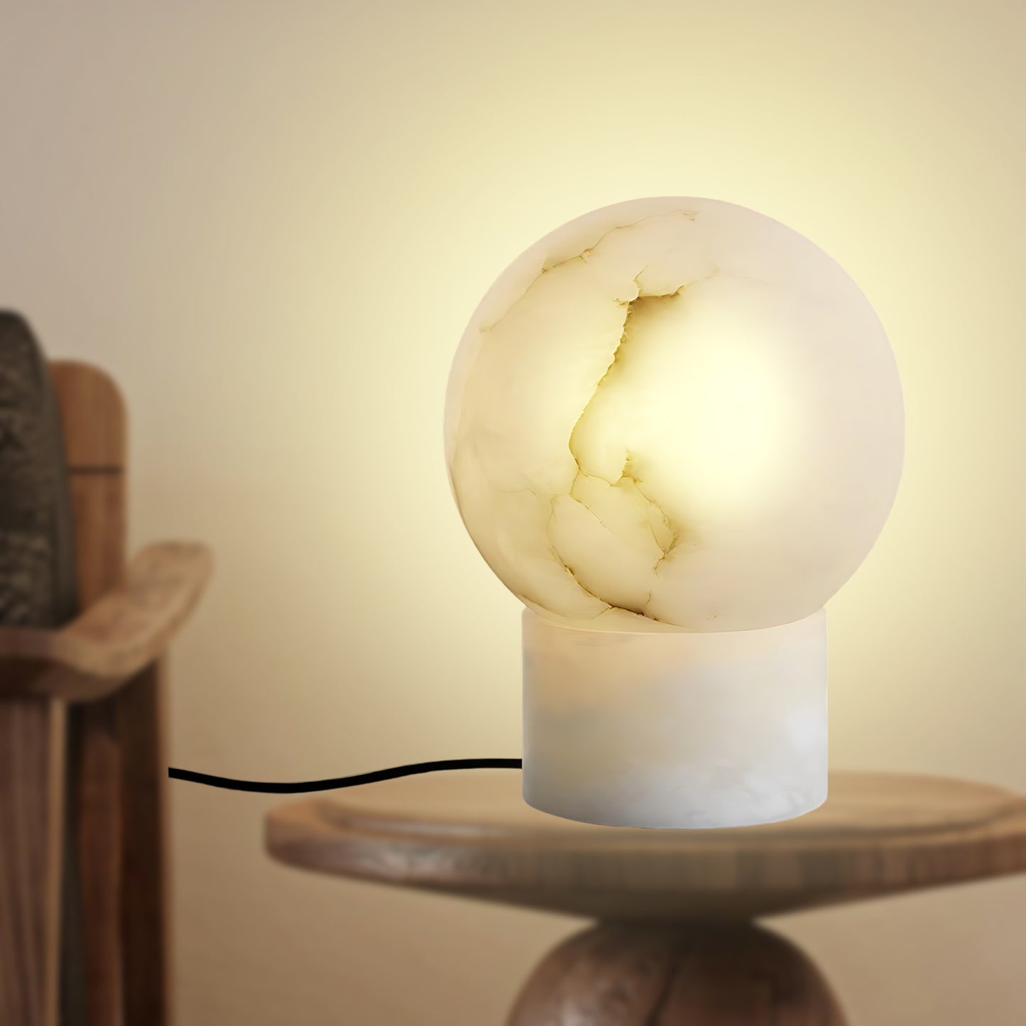 Marble Ball Eclectic Metal Table Lamp