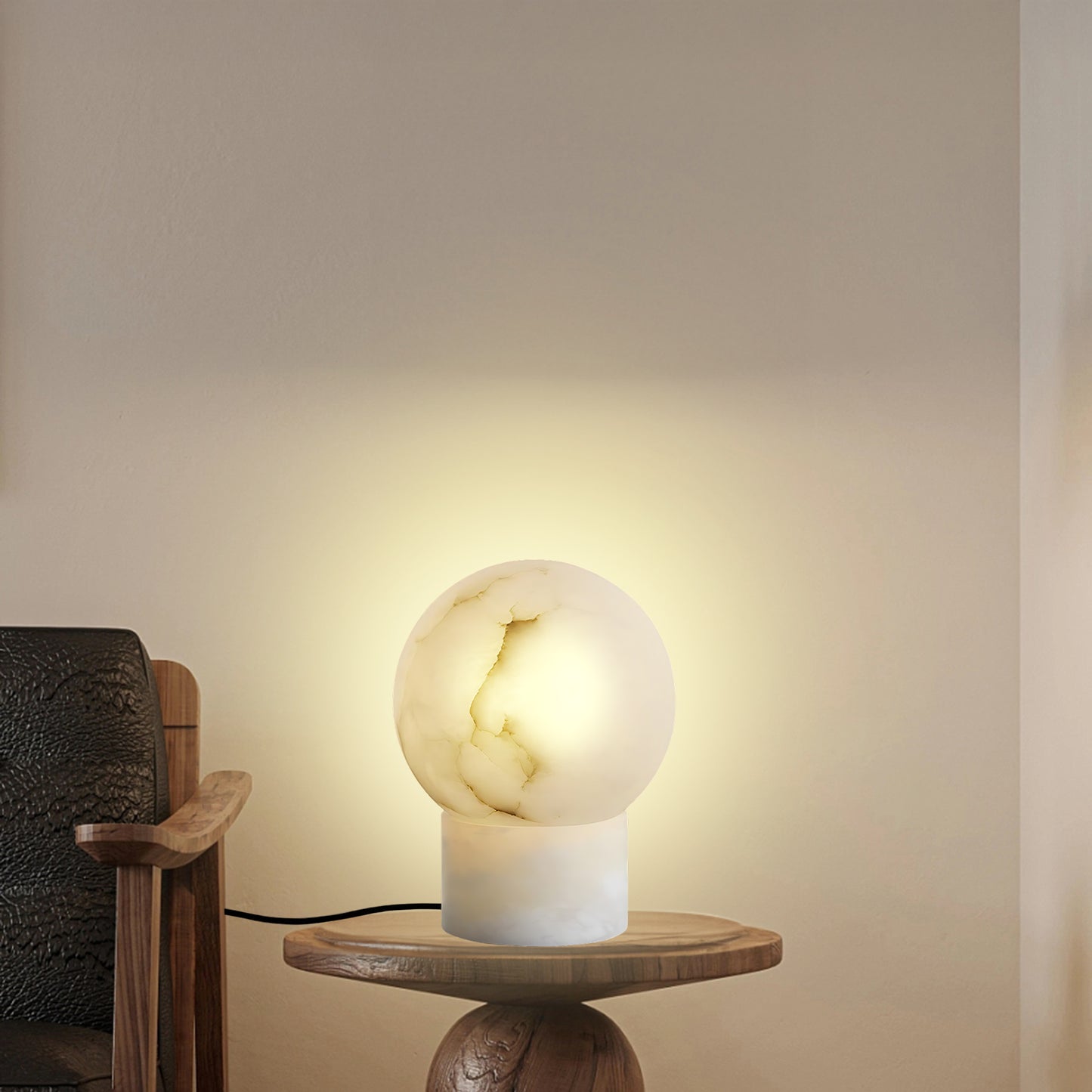 Marble Ball Eclectic Metal Table Lamp