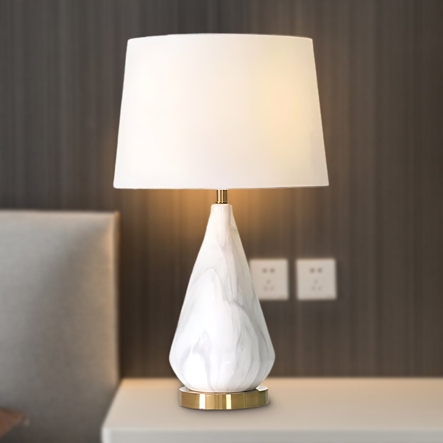 Marble Diamond Eclectic Metal Table Lamp