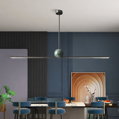 Marble Linear Contemporary Brass Pendant Lamp