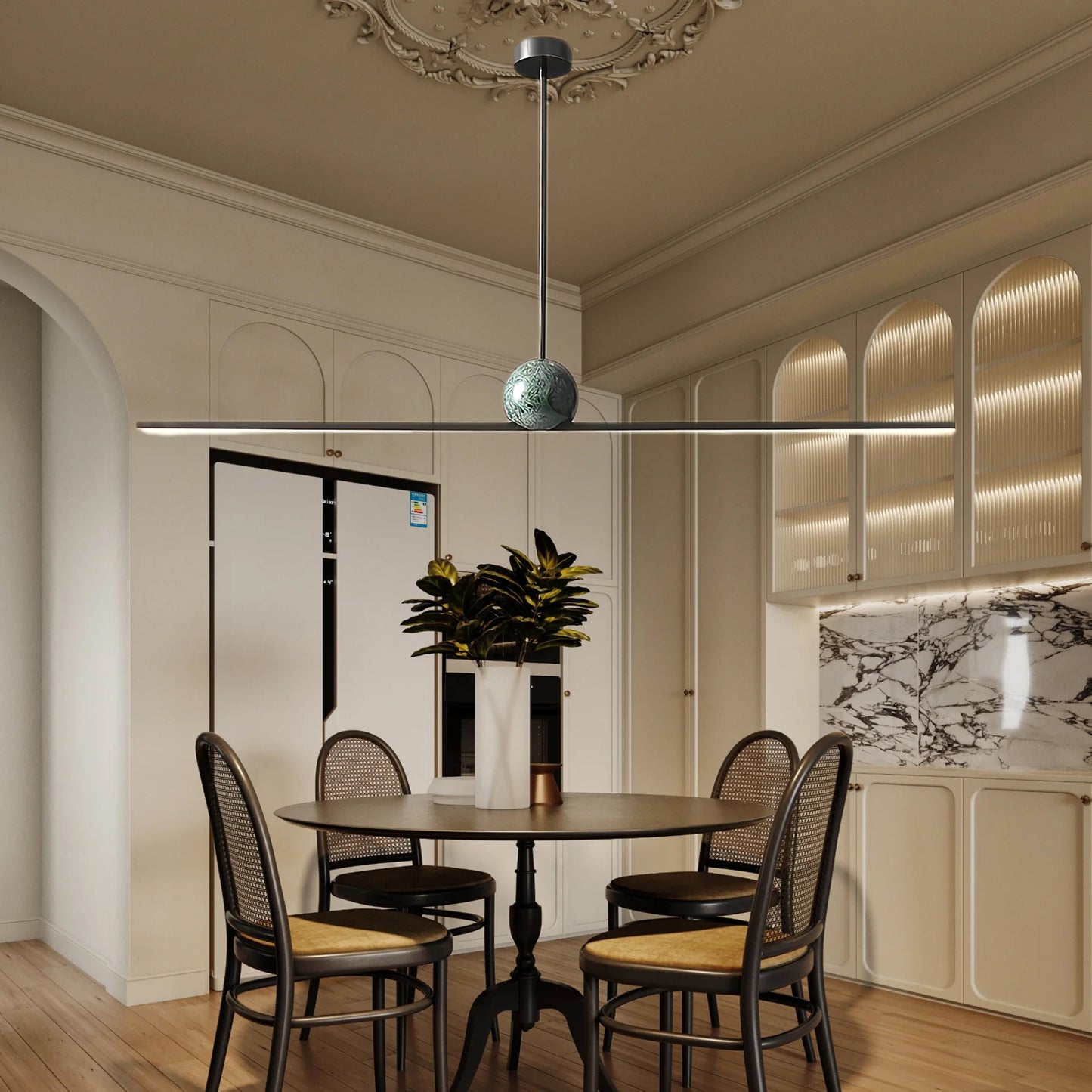 Marble Linear Contemporary Brass Pendant Lamp