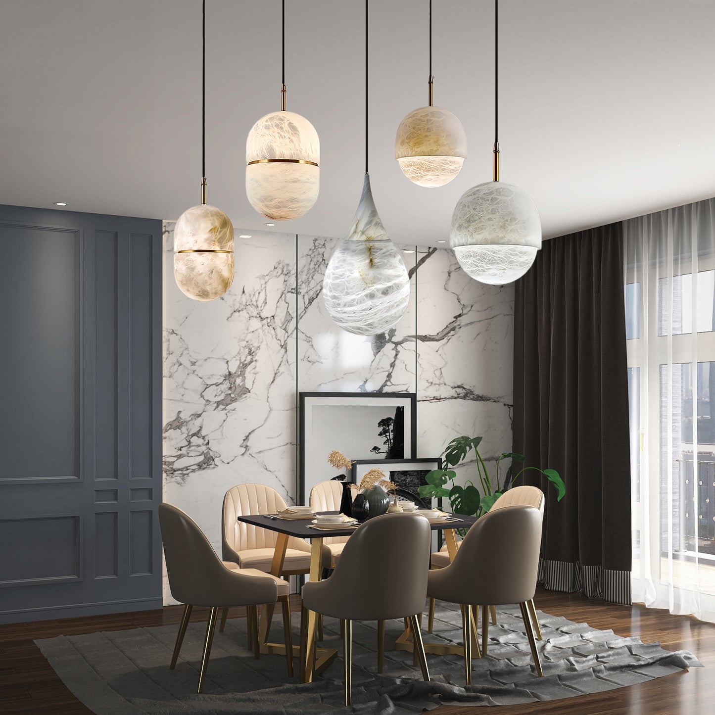 Marble Raindrop Minimalist Metal Pendant Light