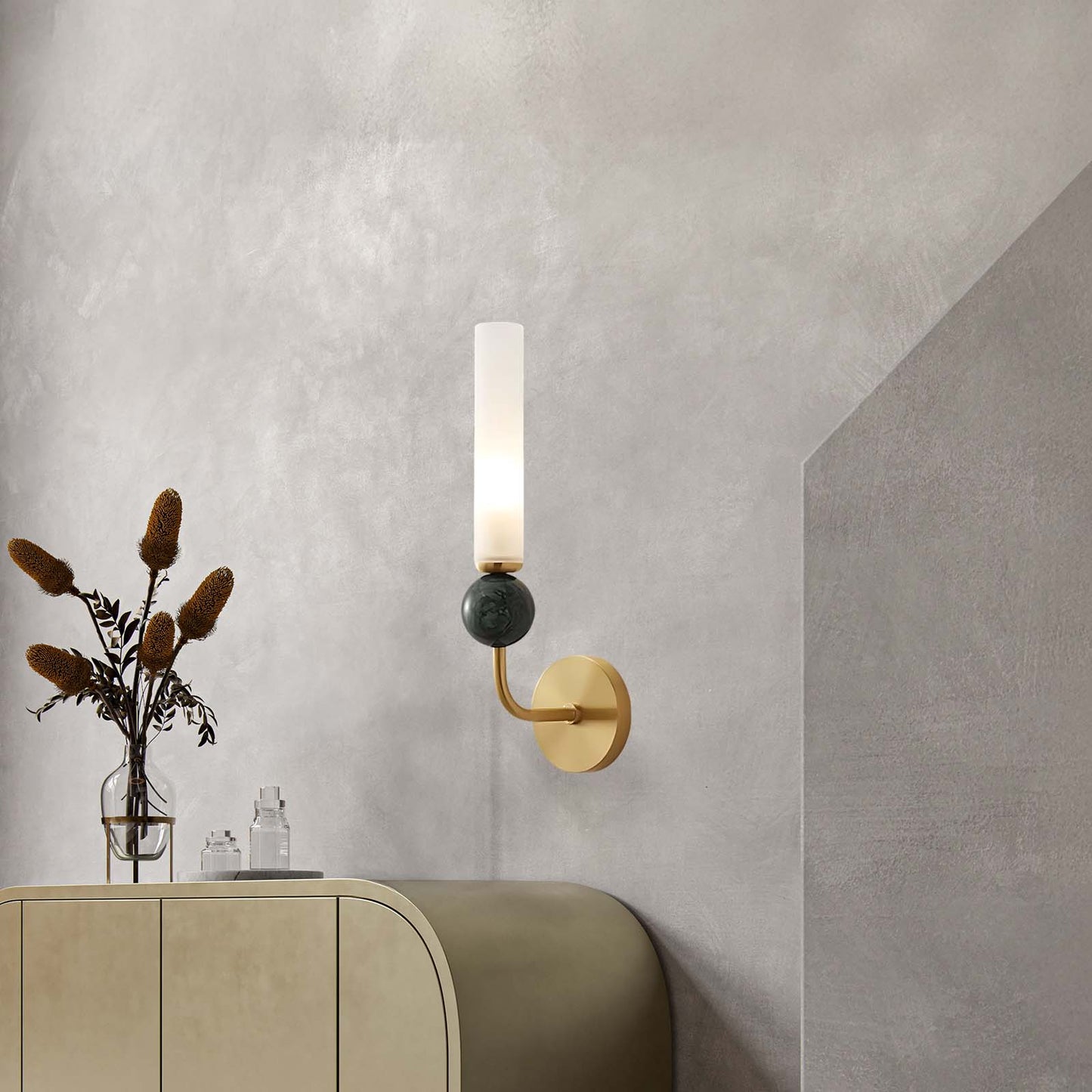 Marble Vertical Modern Brass Wall Lamp