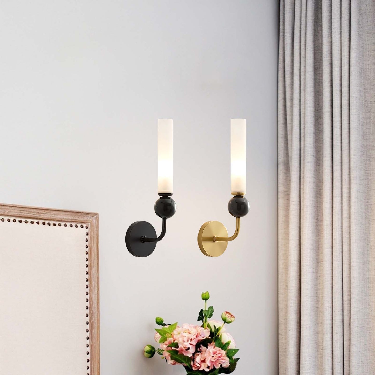 Marble Vertical Modern Brass Wall Lamp