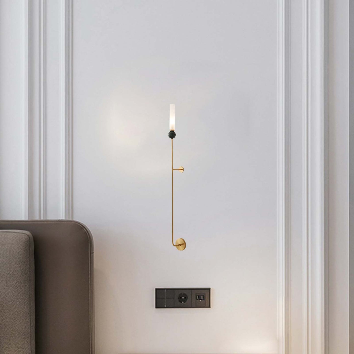 Marble Vertical Modern Brass Wall Lamp