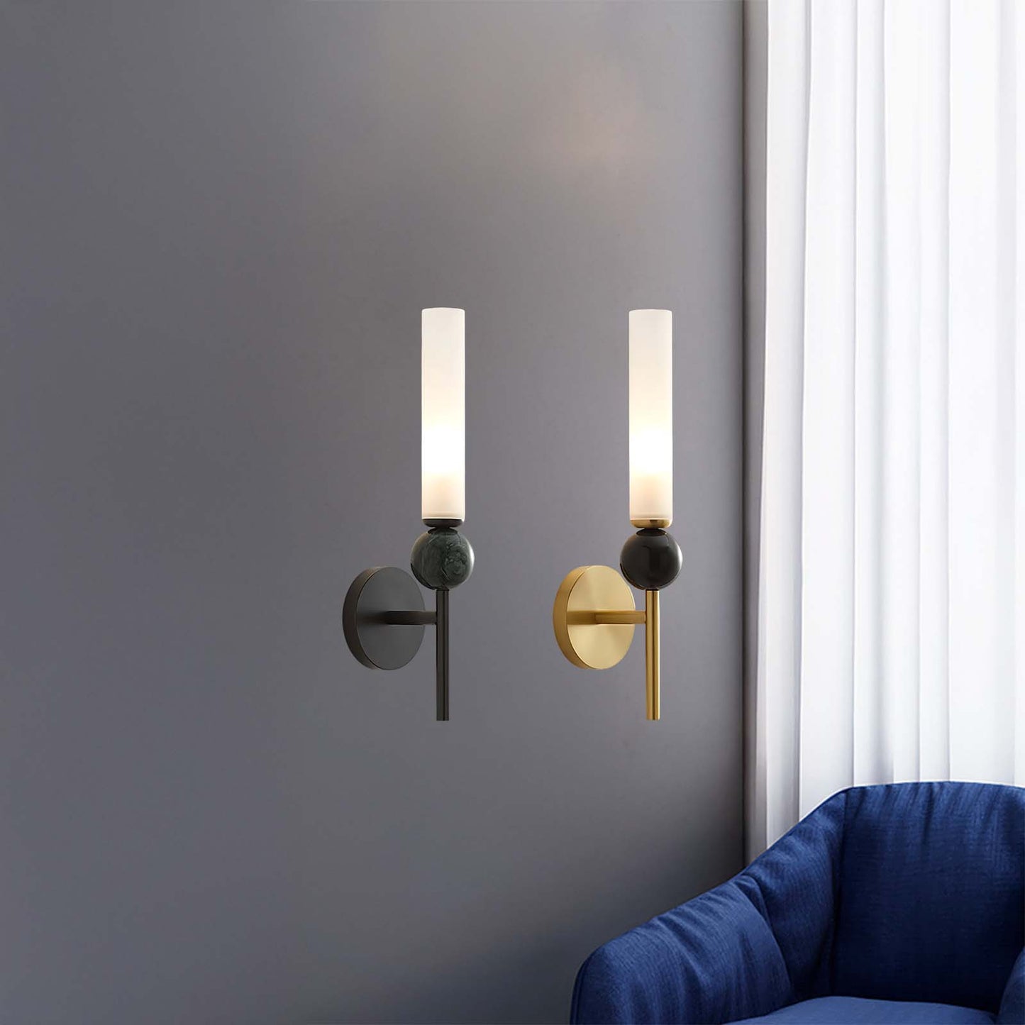 Marble Vertical Modern Brass Wall Lamp