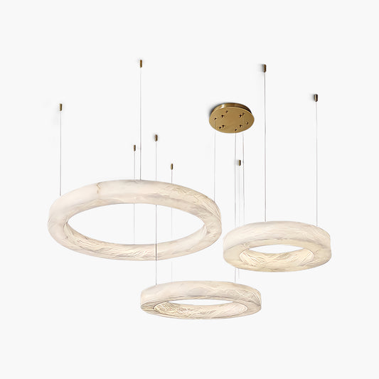 Marika Alabaster Modern Brass Chandelier