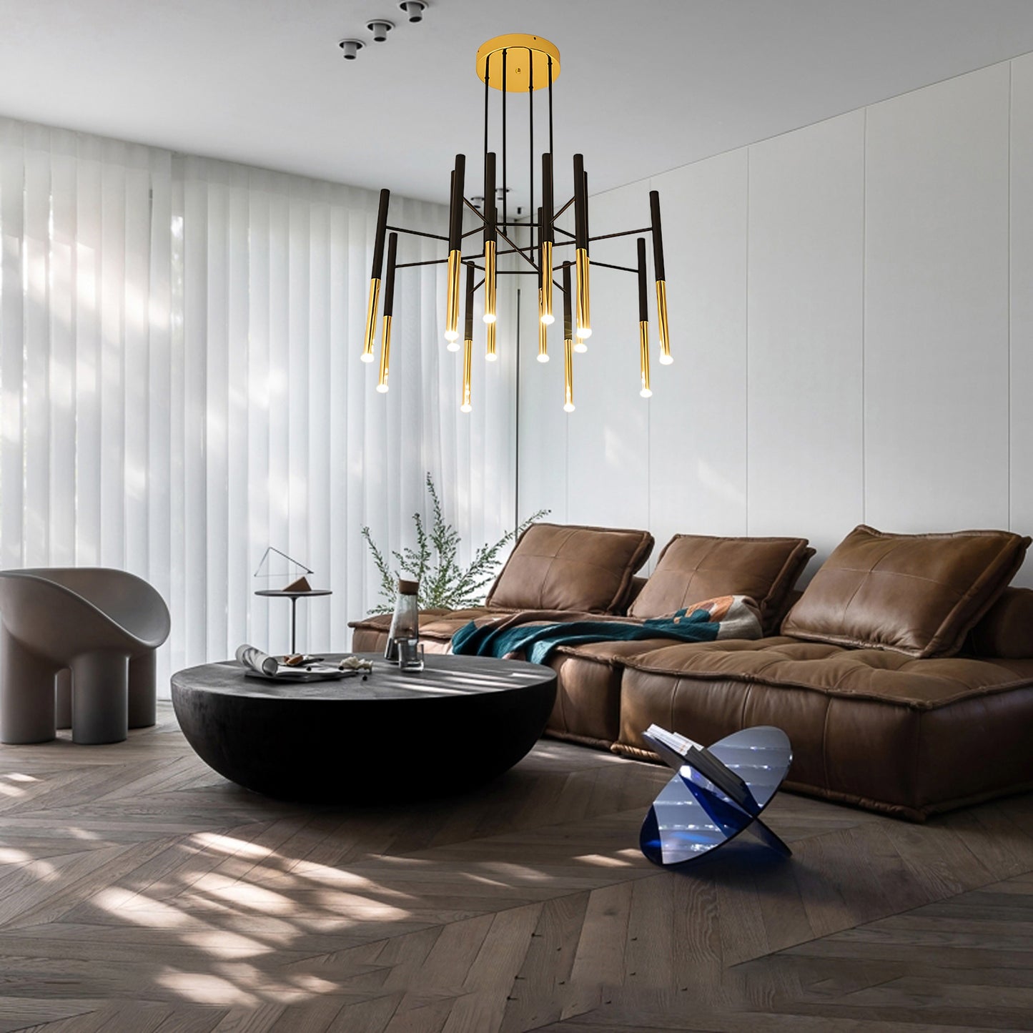 Tubular Modern Metal Chandelier