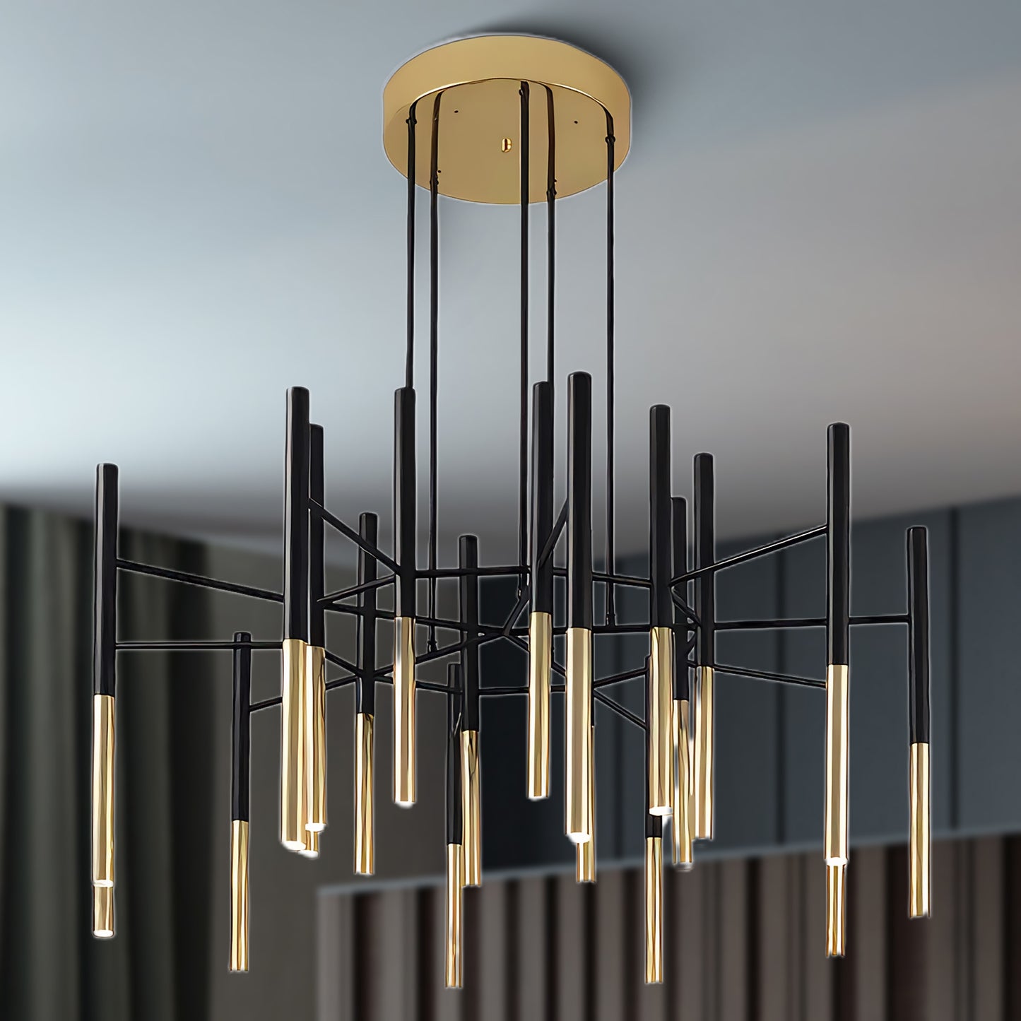 Tubular Modern Metal Chandelier