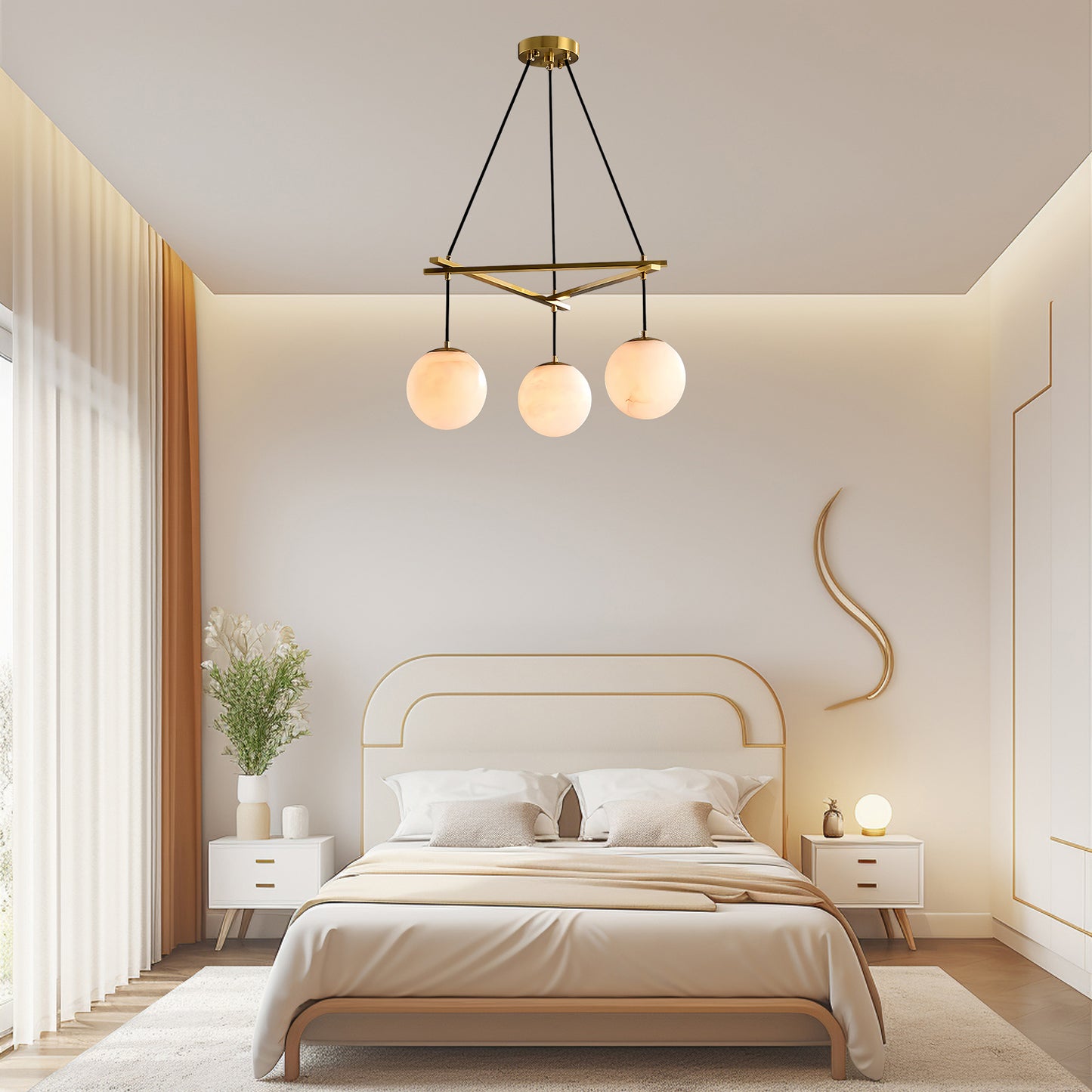 Miira Alabaster Retro Brass Chandelier