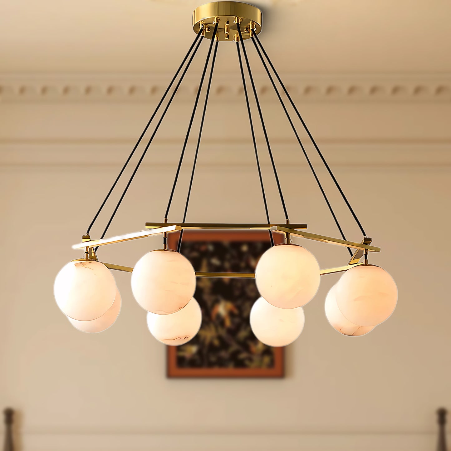 Miira Alabaster Retro Brass Chandelier