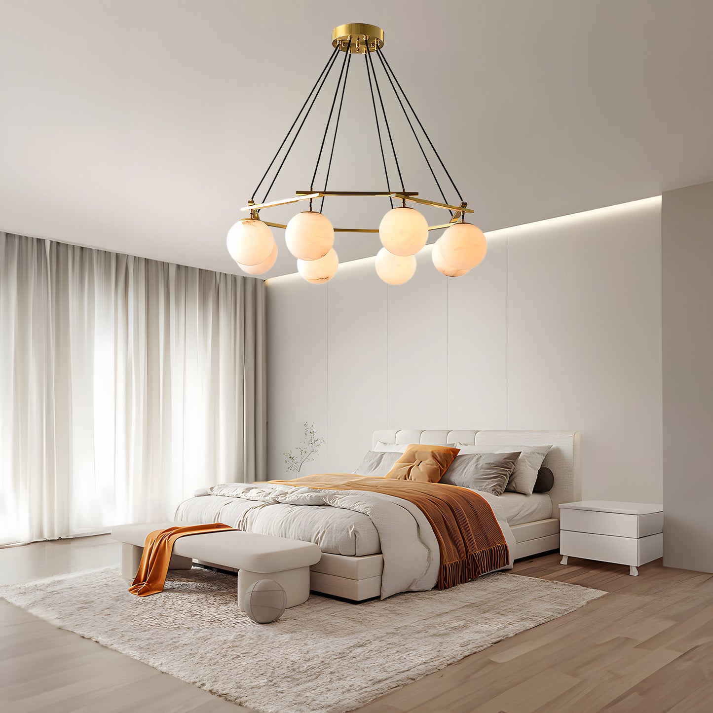 Miira Alabaster Retro Brass Chandelier