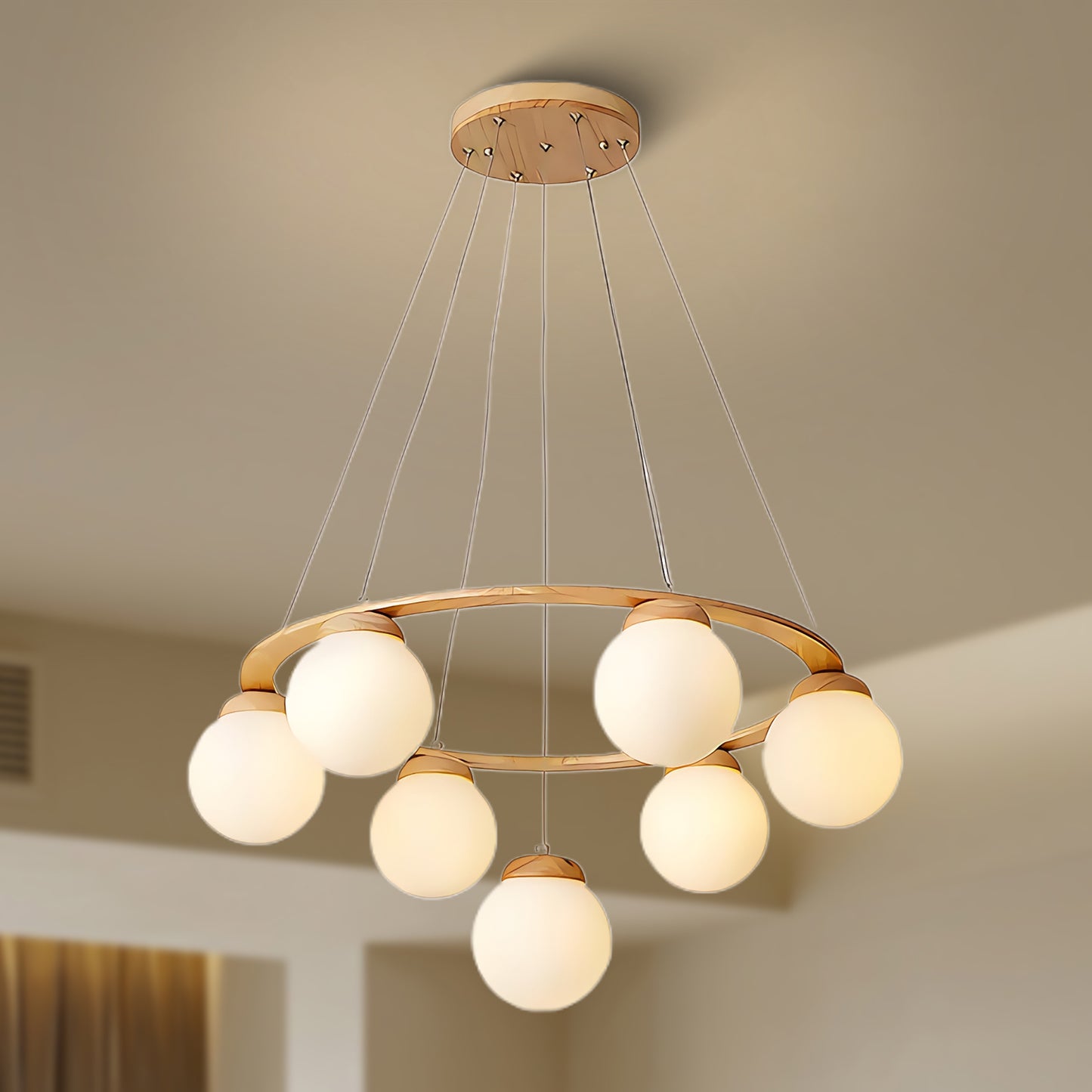 Miira Wood Modern Crystal Chandelier