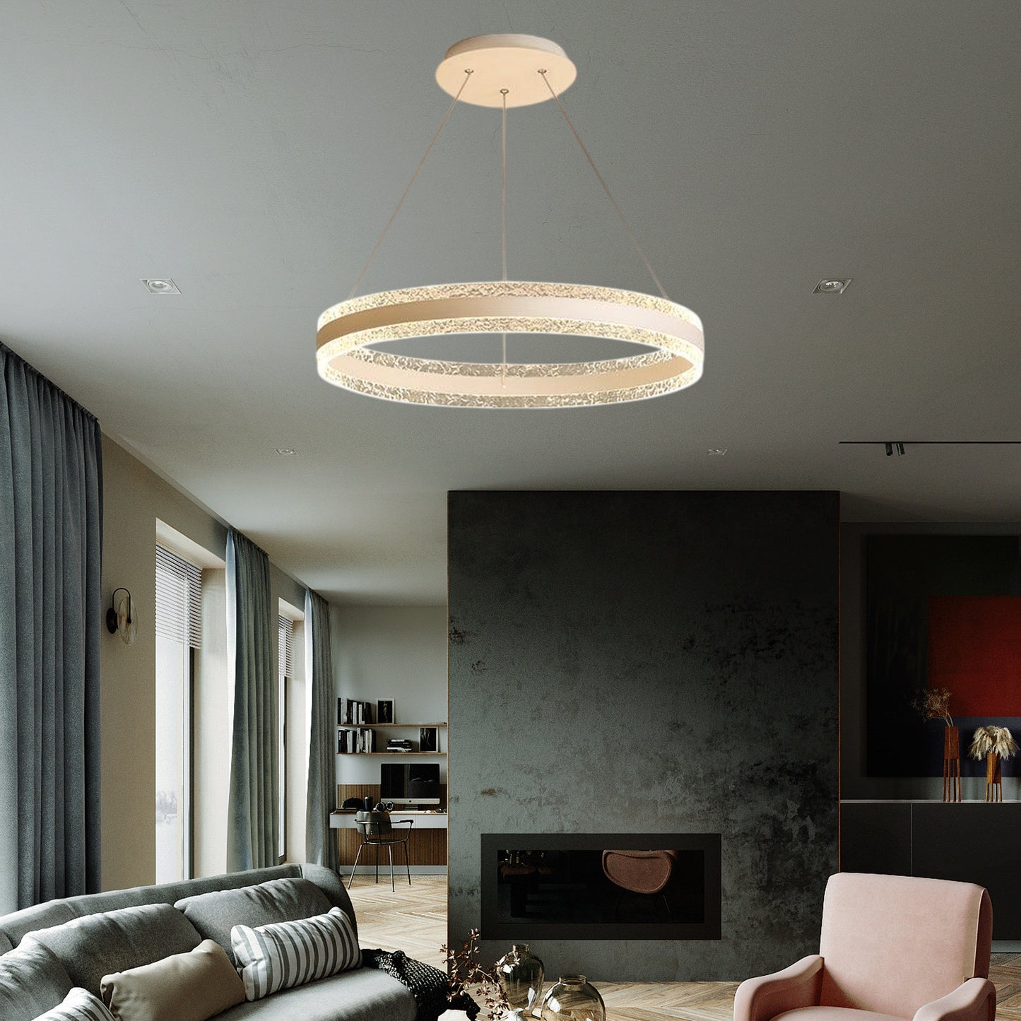 Circle LED Modern Aluminum Chandelier