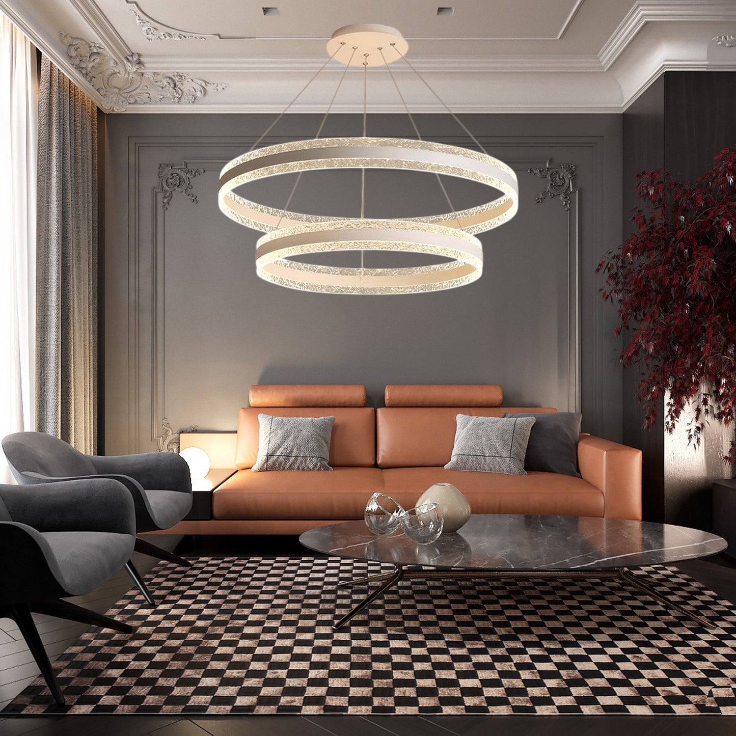 Circle LED Modern Aluminum Chandelier