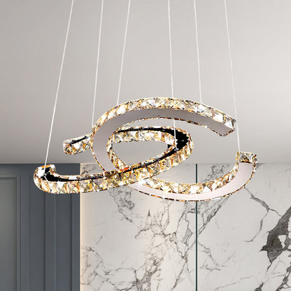 Crystal Double C Modern Steel Chandelier