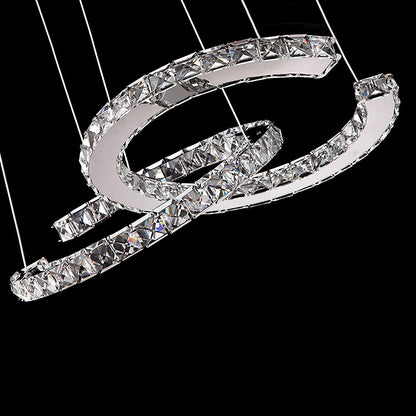 Crystal Double C Modern Steel Chandelier