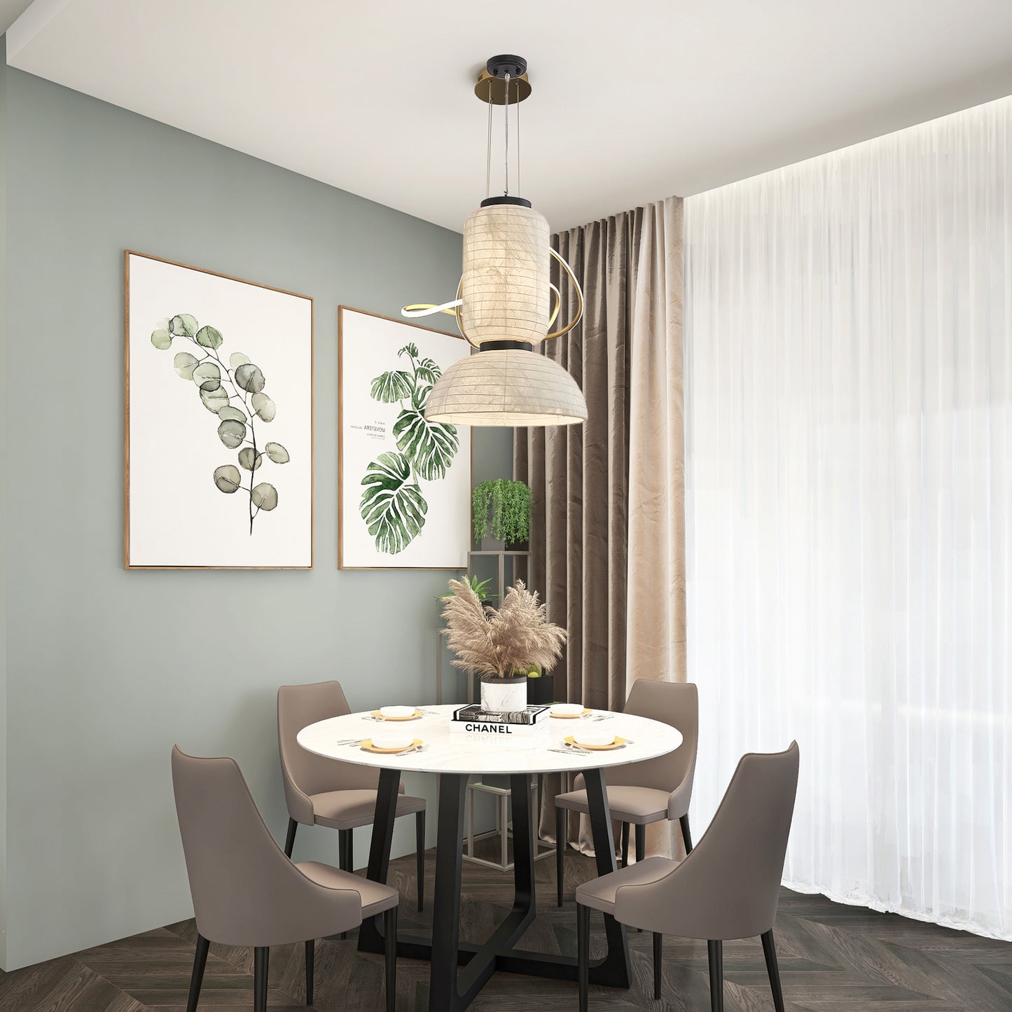 Modern Silk Contemporary Metal Pendant Light