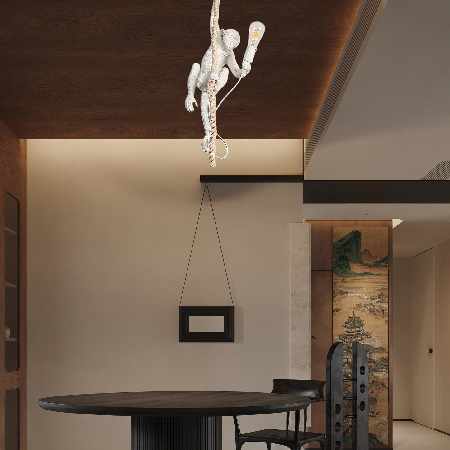 Monkey Eclectic Metal Pendant Lamp