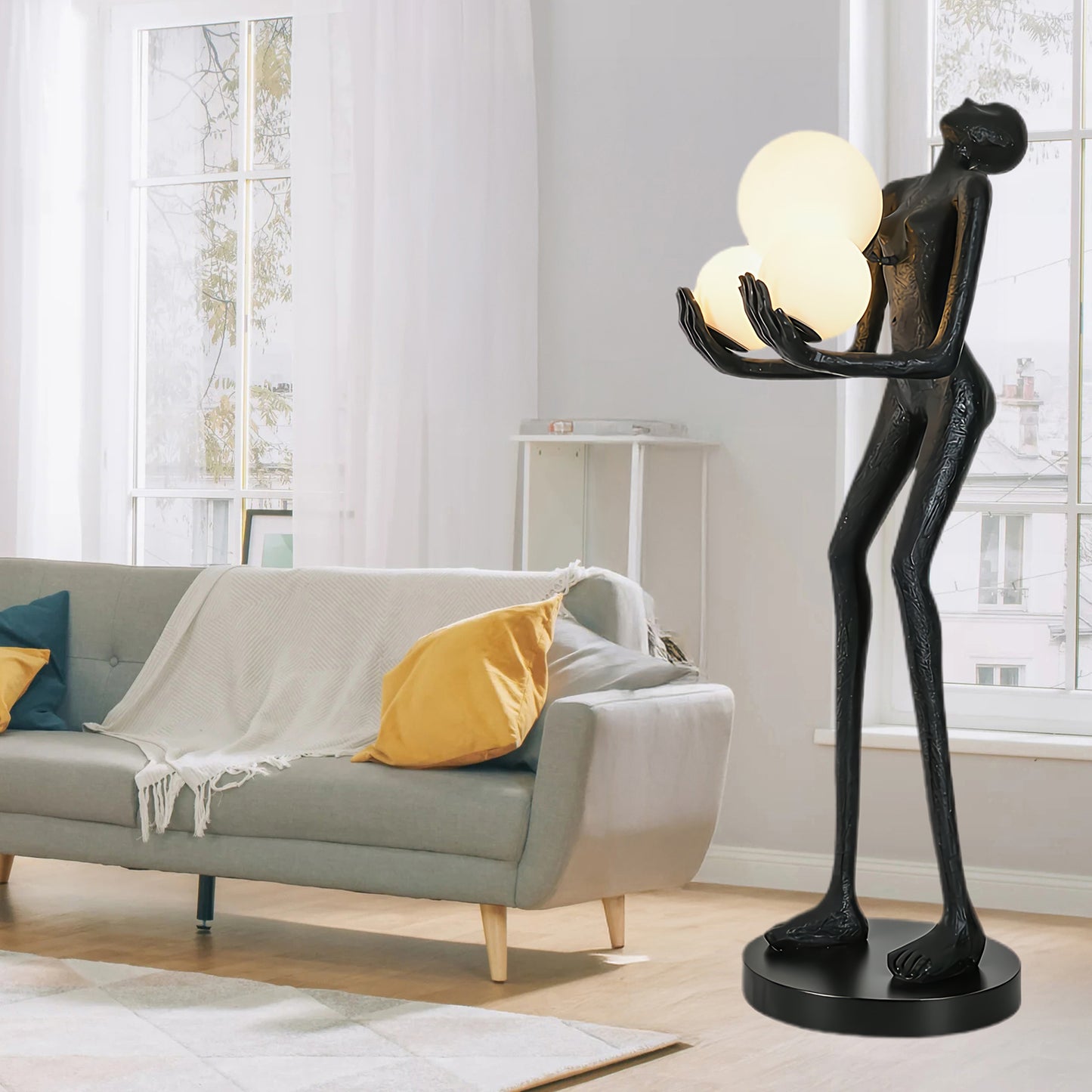 Moonlit Guardian Classic Crystal Floor Lamp