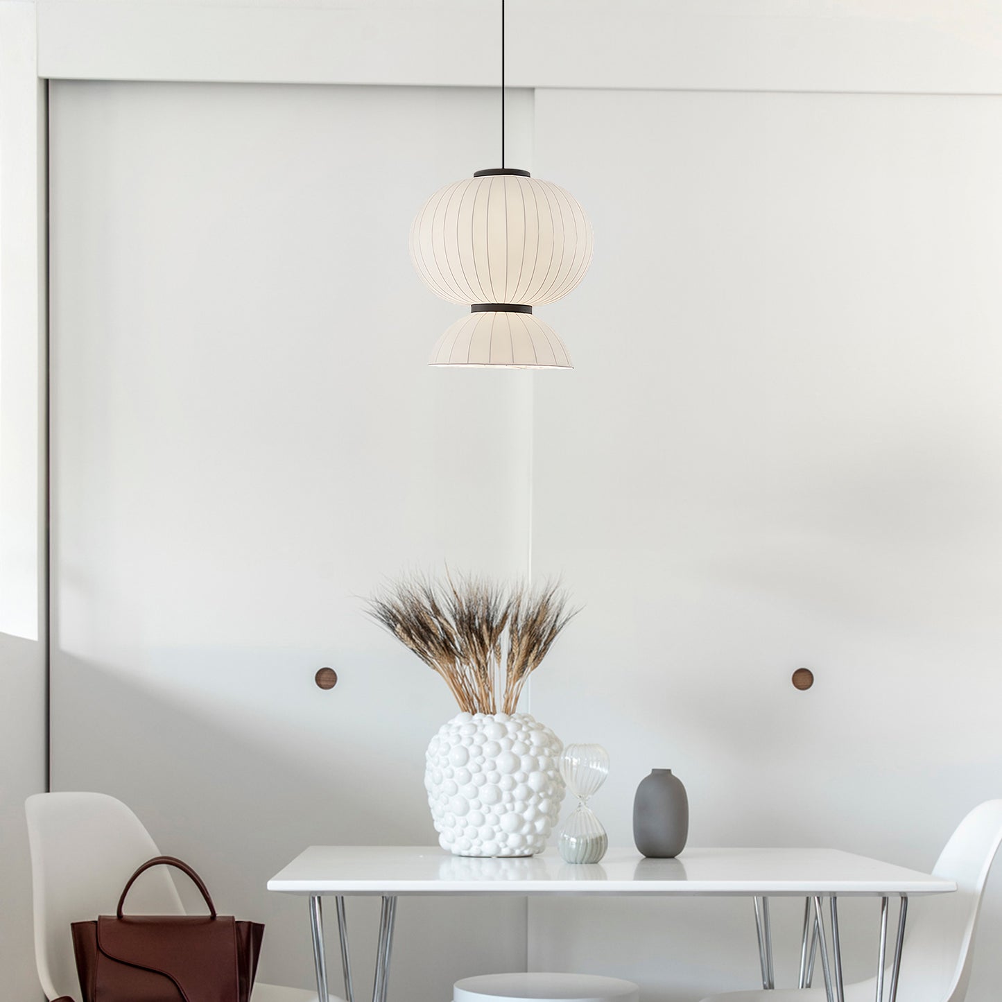 Mulberry Silk Lantern Modern Metal Pendant Light