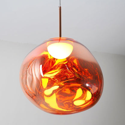 Multi Lava Round Eclectic Crystal Pendant Lamp