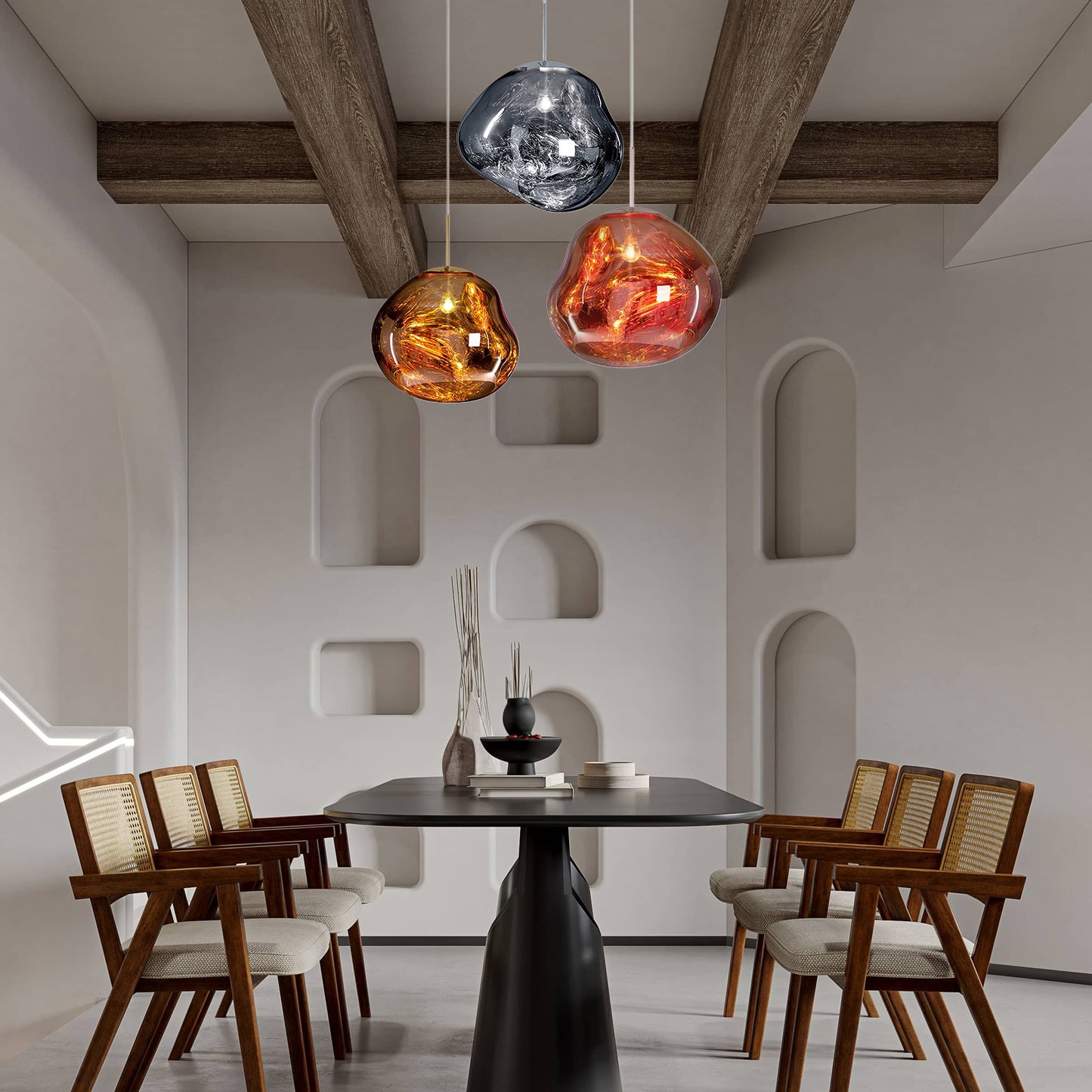 Multi Lava Round Eclectic Crystal Pendant Lamp