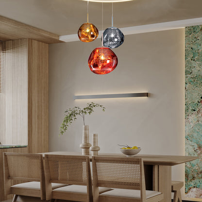 Multi Lava Round Eclectic Crystal Pendant Lamp