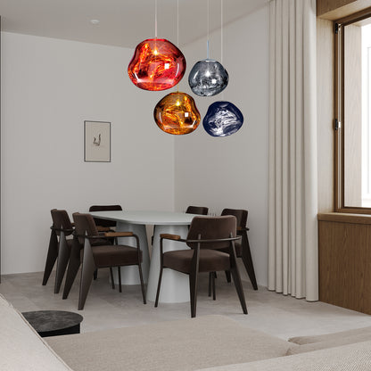 Multi Lava Round Eclectic Crystal Pendant Lamp