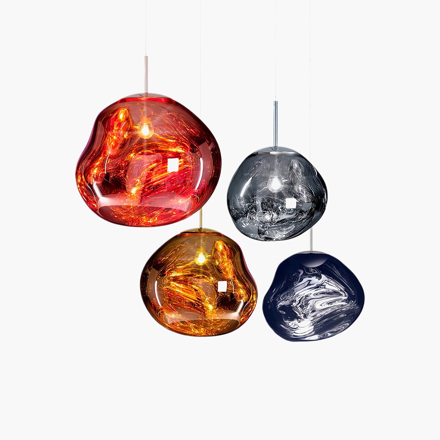 Multi Lava Round Eclectic Crystal Pendant Lamp