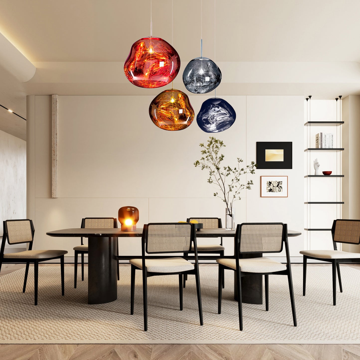 Multi Lava Round Eclectic Crystal Pendant Lamp