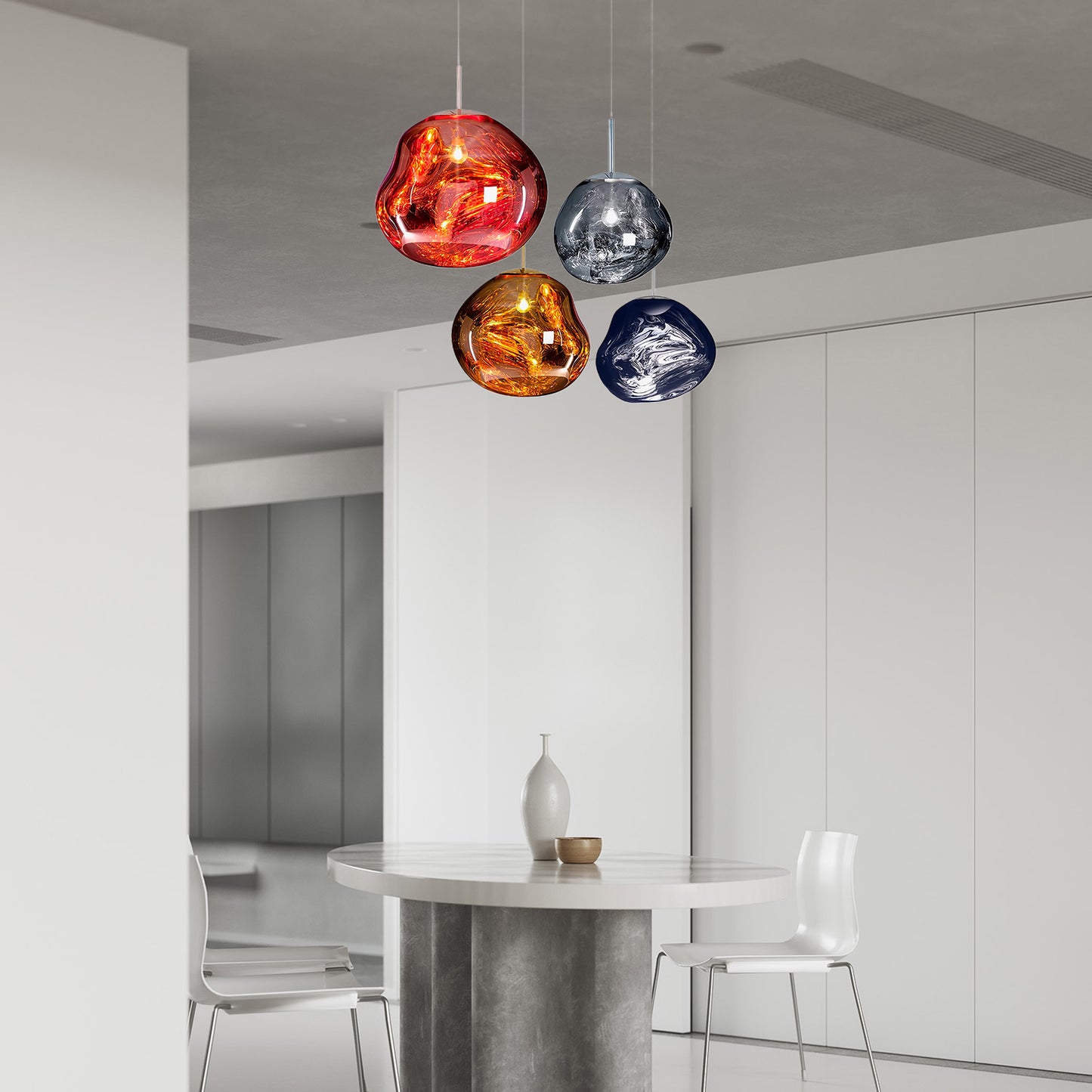 Multi Lava Round Eclectic Crystal Pendant Lamp