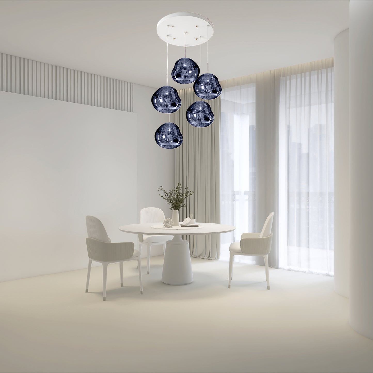 Multi Lava Round Eclectic Crystal Pendant Lamp