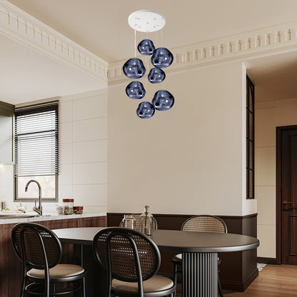 Multi Lava Round Eclectic Crystal Pendant Lamp