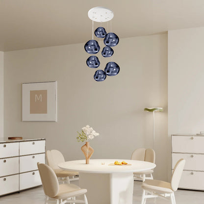 Multi Lava Round Eclectic Crystal Pendant Lamp