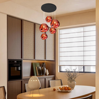 Multi Lava Round Eclectic Crystal Pendant Lamp