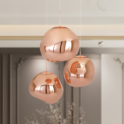 Multi Lava Round Eclectic Crystal Pendant Lamp