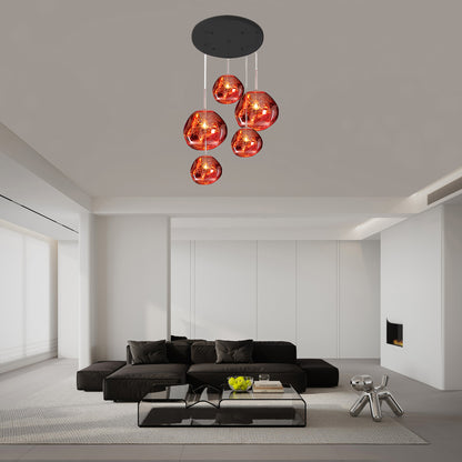 Multi Lava Round Eclectic Crystal Pendant Lamp