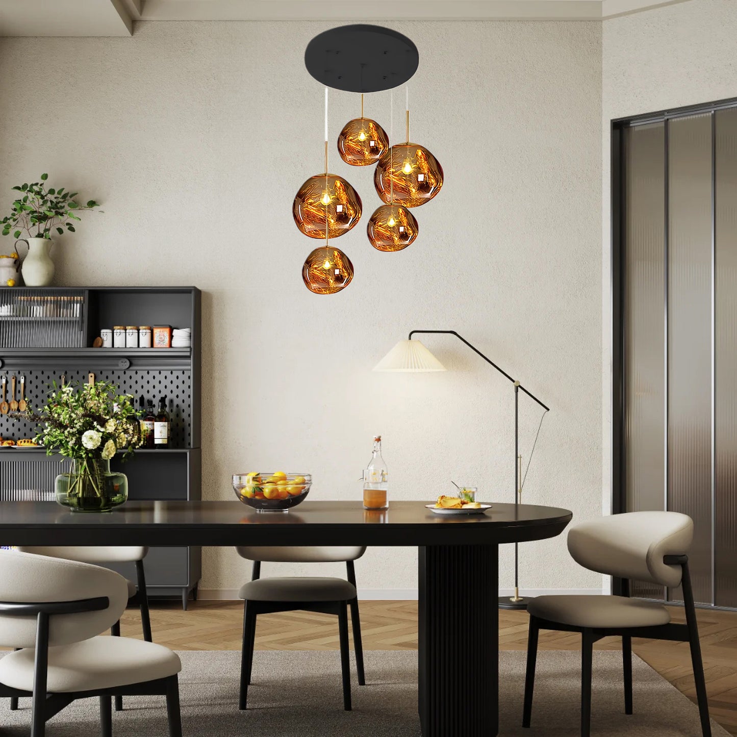 Multi Lava Round Eclectic Crystal Pendant Lamp