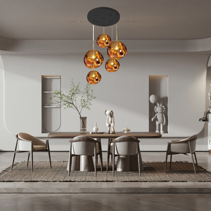 Multi Lava Round Eclectic Crystal Pendant Lamp