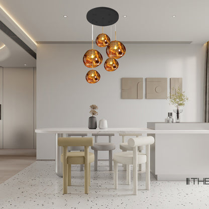 Multi Lava Round Eclectic Crystal Pendant Lamp