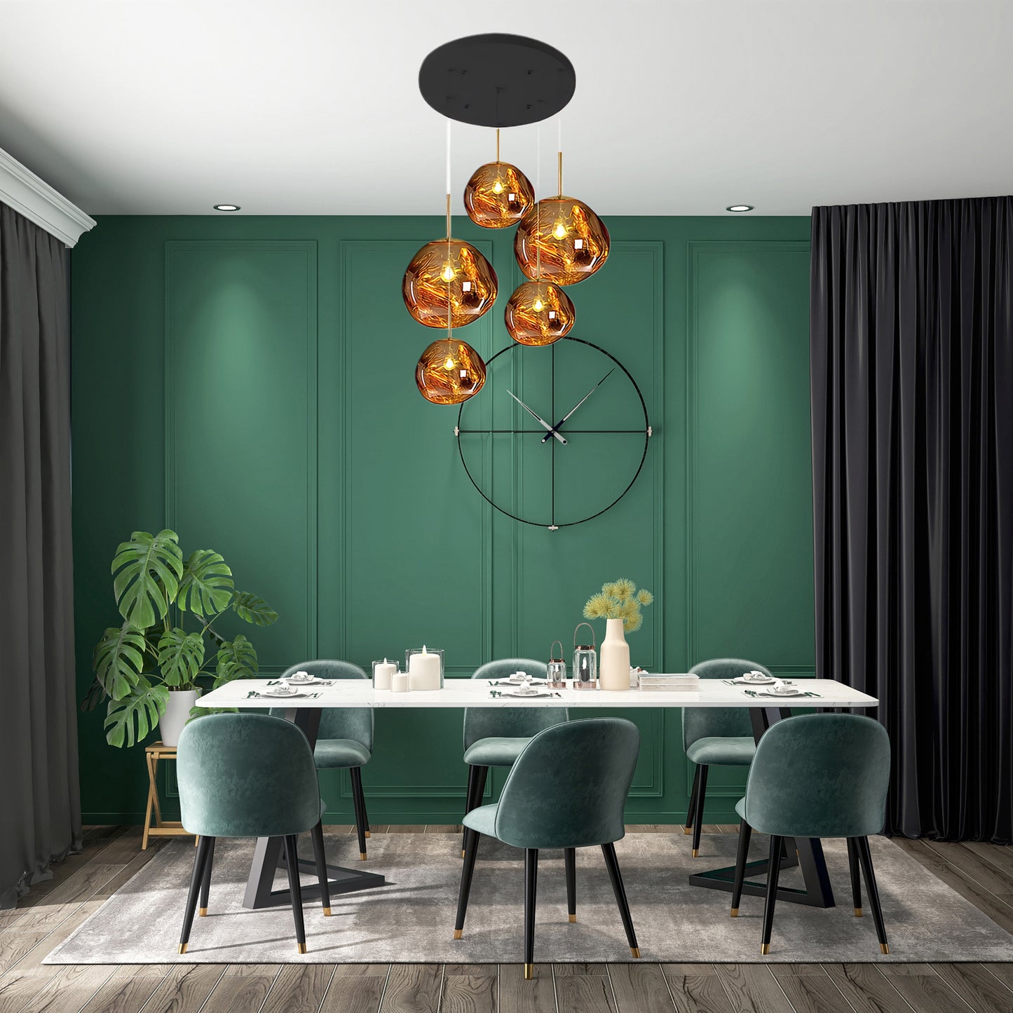 Multi Lava Round Eclectic Crystal Pendant Lamp