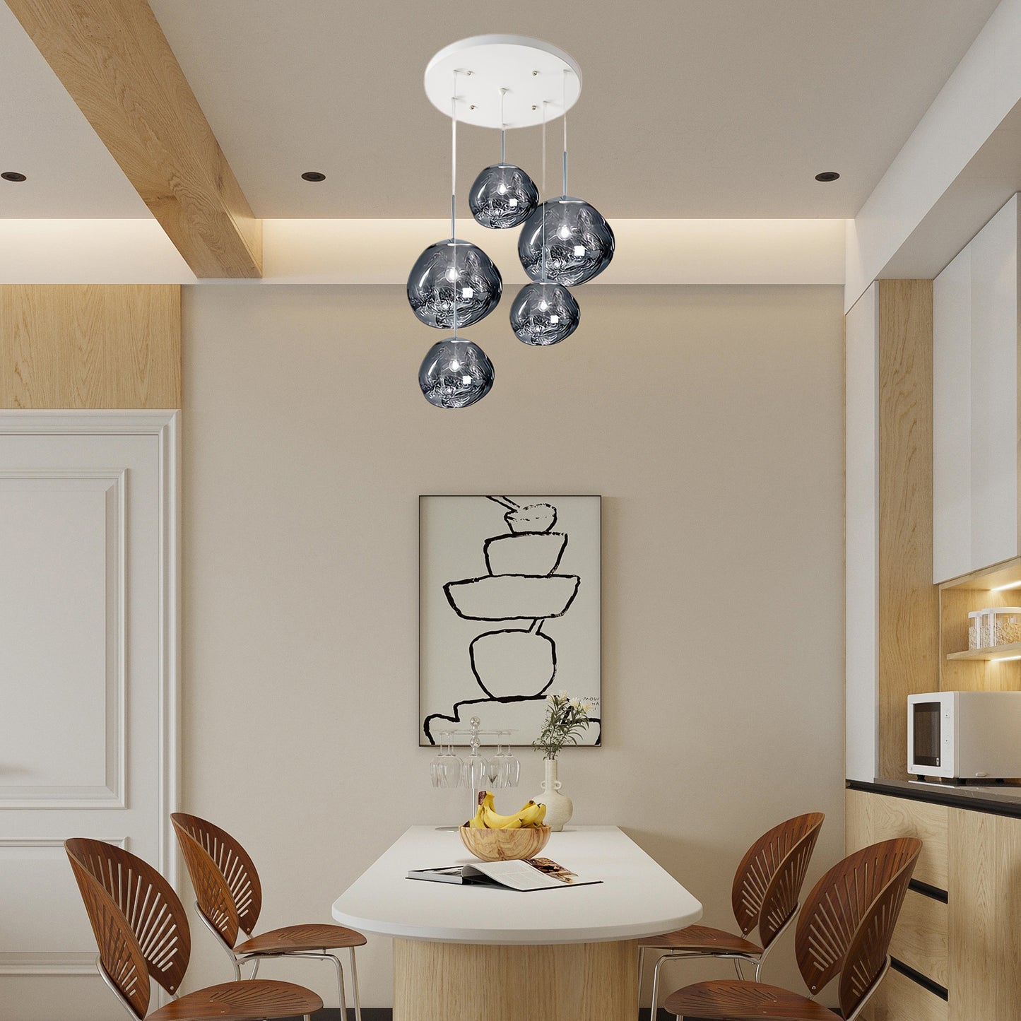 Multi Lava Round Eclectic Crystal Pendant Lamp