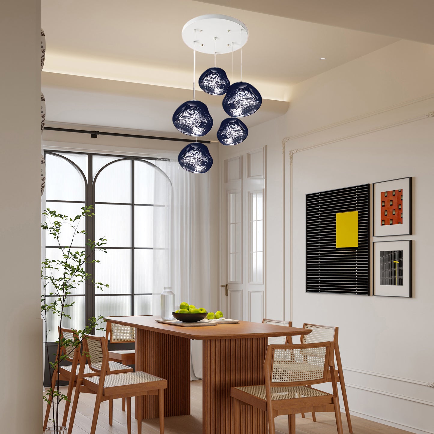 Multi Lava Round Eclectic Crystal Pendant Lamp