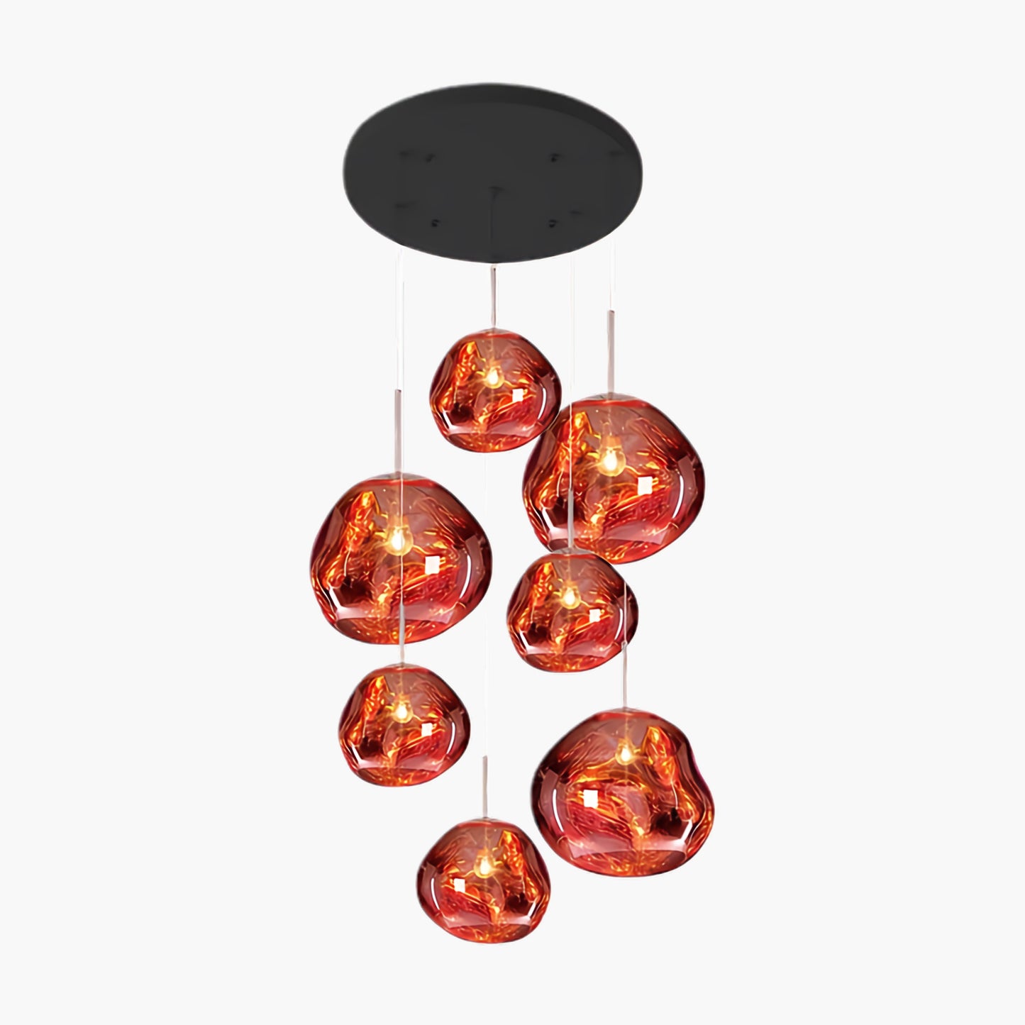 Multi Lava Round Eclectic Crystal Pendant Lamp