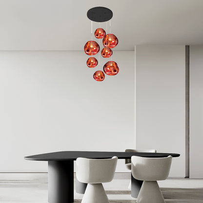 Multi Lava Round Eclectic Crystal Pendant Lamp