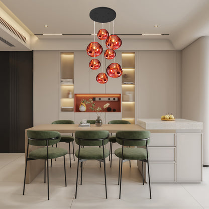 Multi Lava Round Eclectic Crystal Pendant Lamp