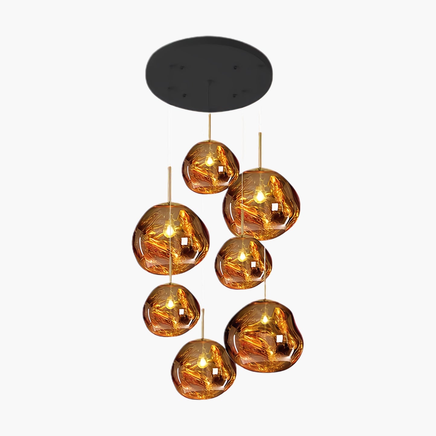 Multi Lava Round Eclectic Crystal Pendant Lamp